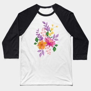 Watercolor Floral Art Baseball T-Shirt